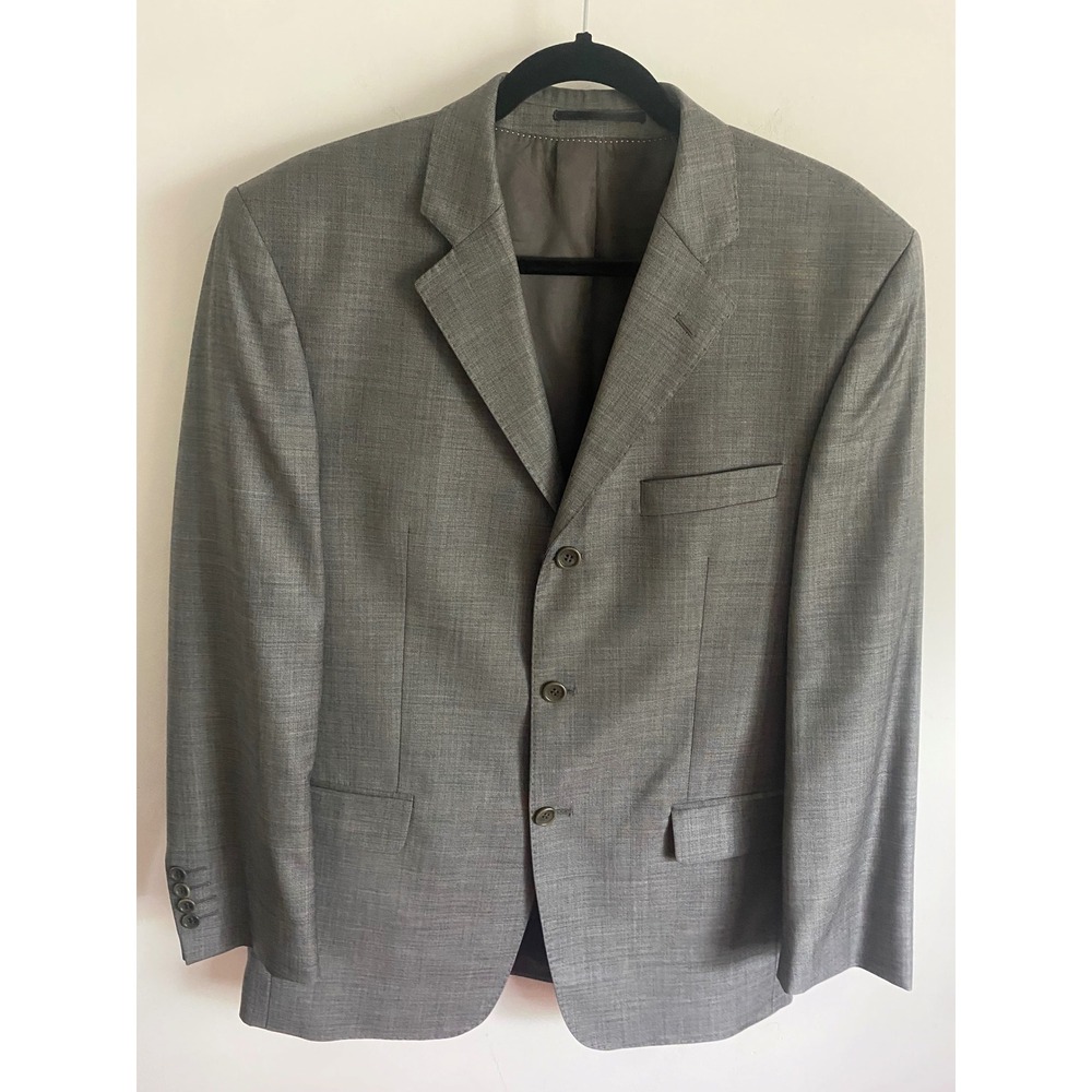Gaudi Mens Grey Vitale Barberis Canonico Wool 3-Button‎ Blazer Sport Coat 44R